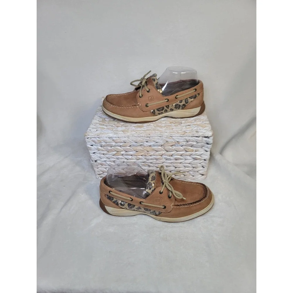 Sperry Top Sider Coastal Nautical Preppy Loafers Boat Shoe Animal Print Size 8.5
